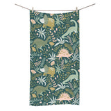 dinosaurs tropical leaves flower pattern Bath Towel