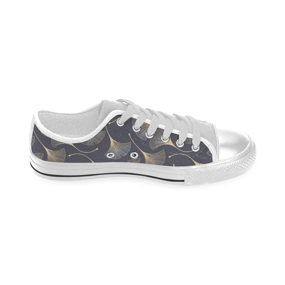 Gold ginkgo leaves Men's Low Top Shoes White