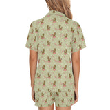 Yorkshire Terrier Pattern Print Design 01 Women's V-Neck Short Pajama Set