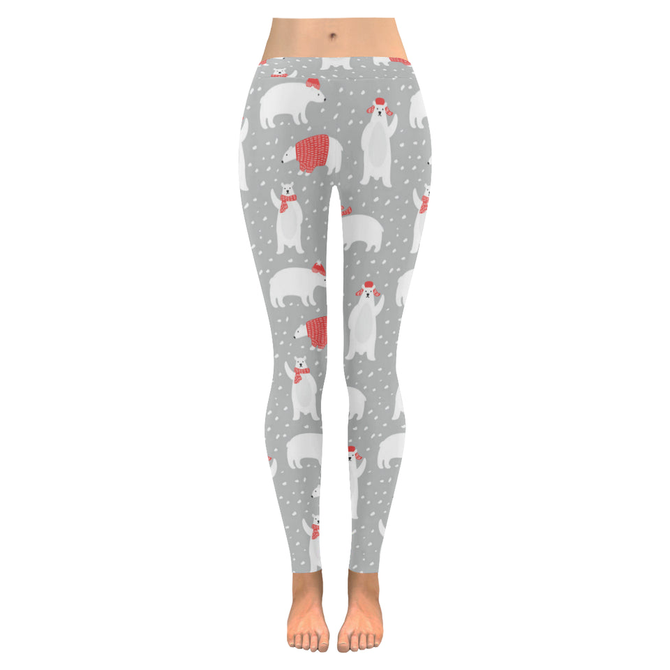 Cute polar bear christmas snow pattern Women's Legging Fulfilled In US