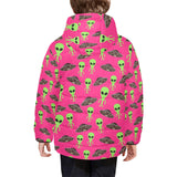 Alien Pattern Print Design 03 Kids' Boys' Girls' Padded Hooded Jacket