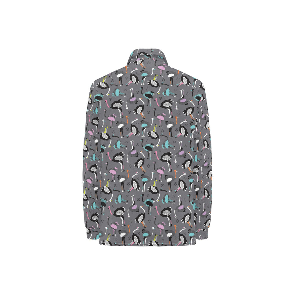 Ostrich Pattern Print Design 01 Women's Long Sleeve Polo Shirt