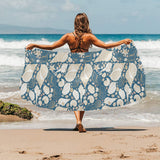 Sea turtle Polynesian Tribal design pattern Beach Towel