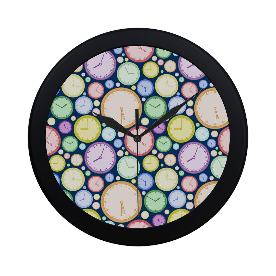 Colorful clock background Elegant Black Wall Clock