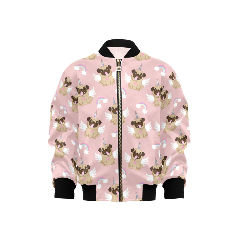 Cute unicorn pug pattern Kids' Boys' Girls' Bomber Jacket