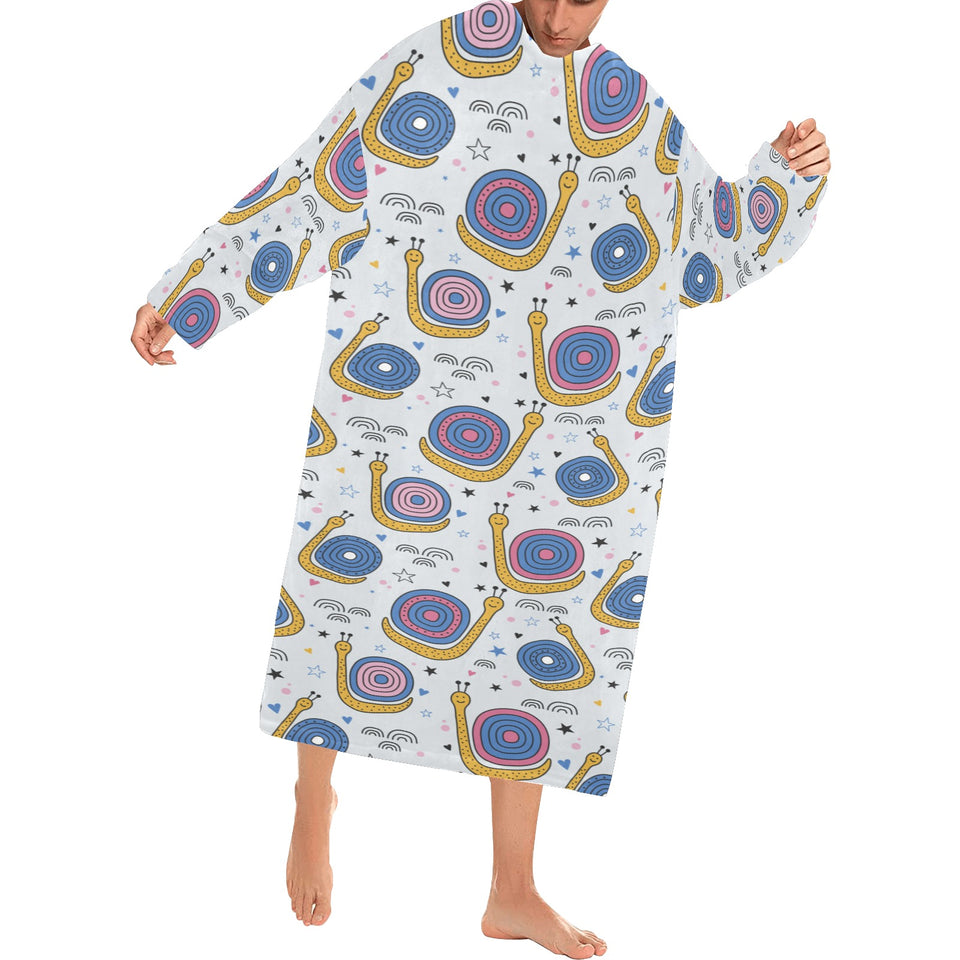 Snail Pattern Print Design 05 Blanket Robe with Sleeves