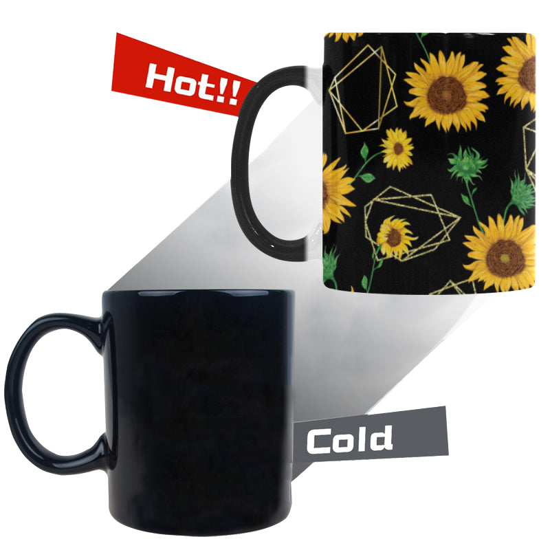 sunflower golden polygonal shapes Morphing Mug Heat Changing Mug