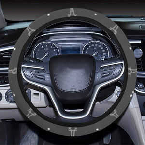 Engine Piston Black Background Pattern Print Desig Car Steering Wheel Cover