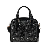 Spider web design pattern Black background white c Shoulder Handbag
