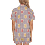 Bread Toast Pattern Print Design 05 Women's V-Neck Short Pajama Set
