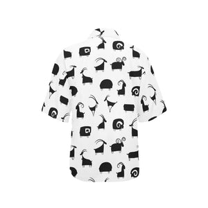 Goat ram pattern Women's All Over Print Hawaiian Shirt