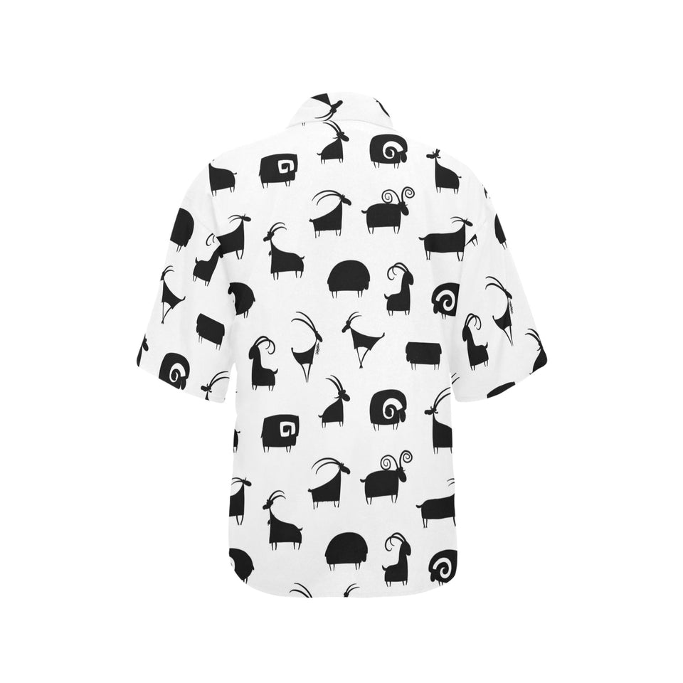 Goat ram pattern Women's All Over Print Hawaiian Shirt