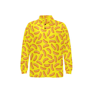 Sausage Pattern Print Design 01 Men's Long Sleeve Polo Shirt