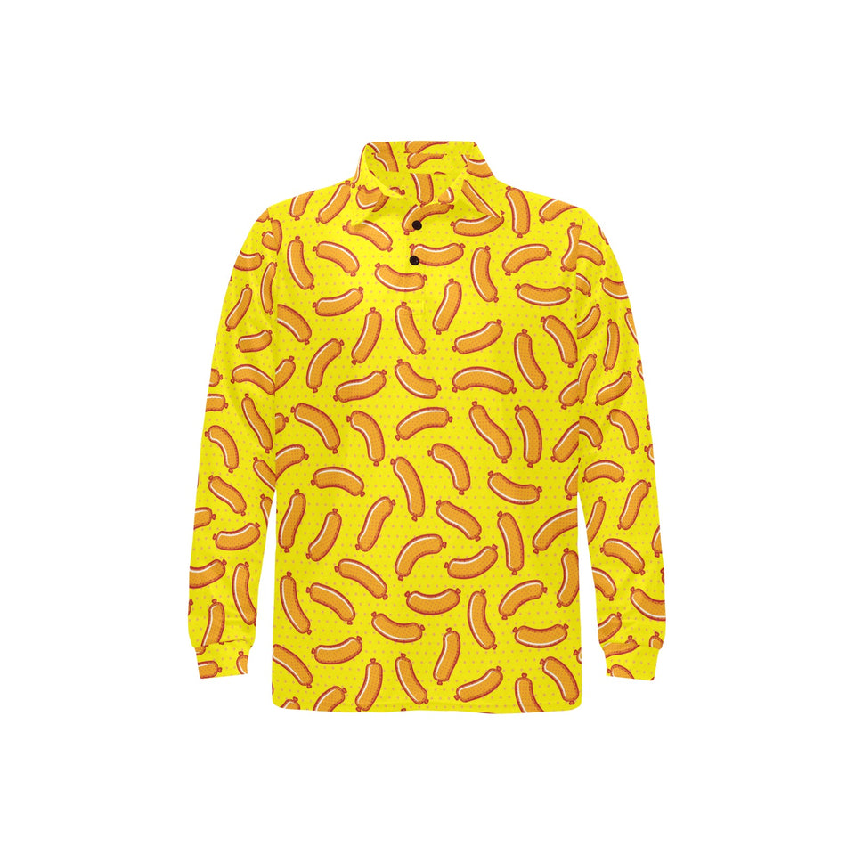 Sausage Pattern Print Design 01 Men's Long Sleeve Polo Shirt