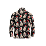 Christmas Pugs Santa_s red cap pattern Men's Long Sleeve Polo Shirt