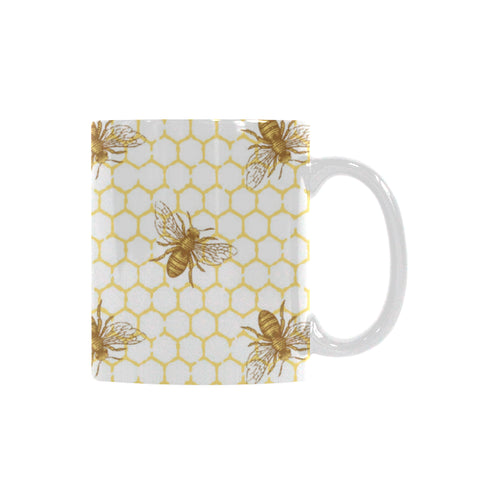 Bee honeycomb seamless design pattern Classical White Mug (Fulfilled In US)