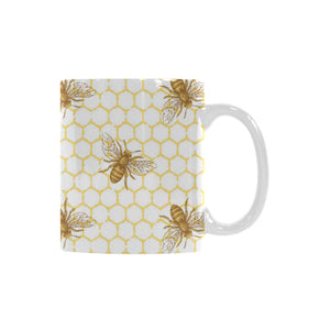 Bee honeycomb seamless design pattern Classical White Mug (Fulfilled In US)
