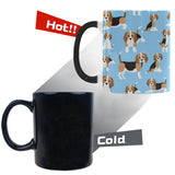 Beagle dog blue background pattern Morphing Mug Heat Changing Mug