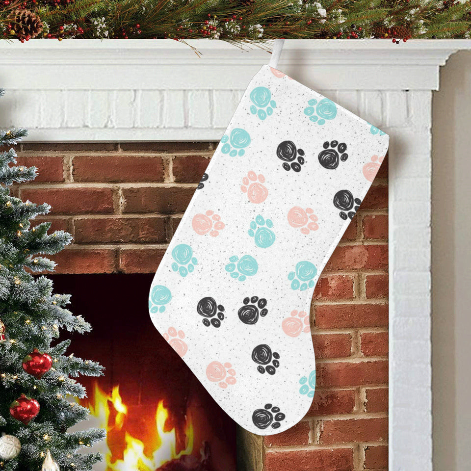 Dog Paws Pattern Print Design 04 Christmas Stocking