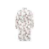 Bull Terrier Pattern Print Design 04 Men's Long Sleeve Belted Night Robe