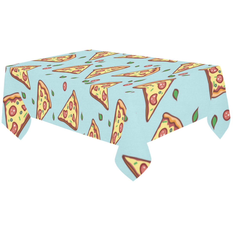 Hand drawn pizza blue background Tablecloth