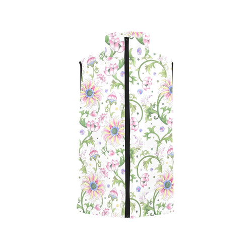 Beautiful pink lotus waterlily leaves pattern Men's Padded Vest