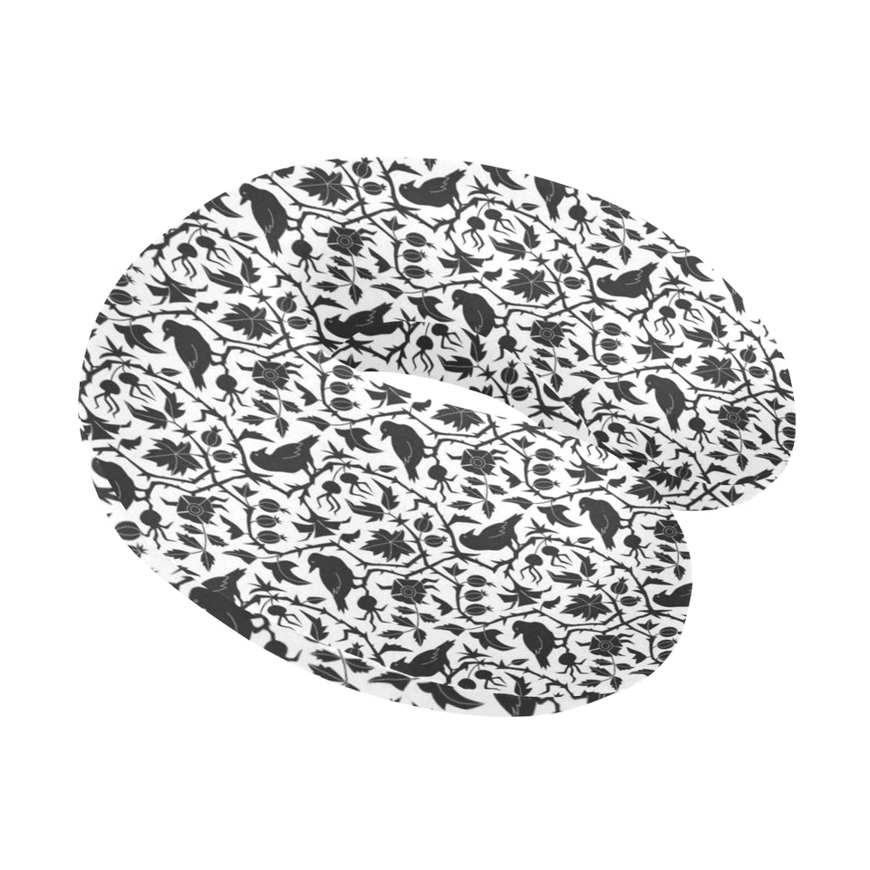 Crow dark floral pattern U-Shaped Travel Neck Pillow