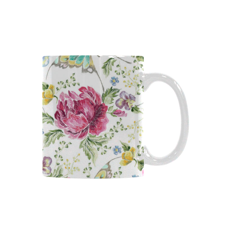 Hand drawn butterfly rose Classical White Mug (Fulfilled In US)