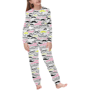 Mustache Beard Pattern Print Design 02 Kids' Boys' Girls' All Over Print Pajama Set