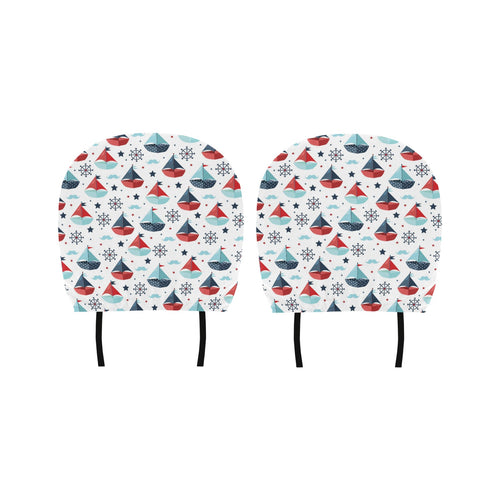 Cute color paper sailboat pattern Car Headrest Cover