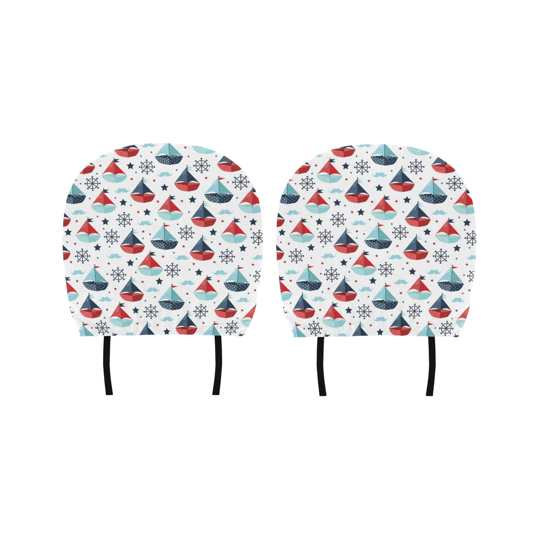 Cute color paper sailboat pattern Car Headrest Cover