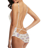 Cakes pies tarts muffins and eclairs purple bluebe Women's One-Piece Swimsuit