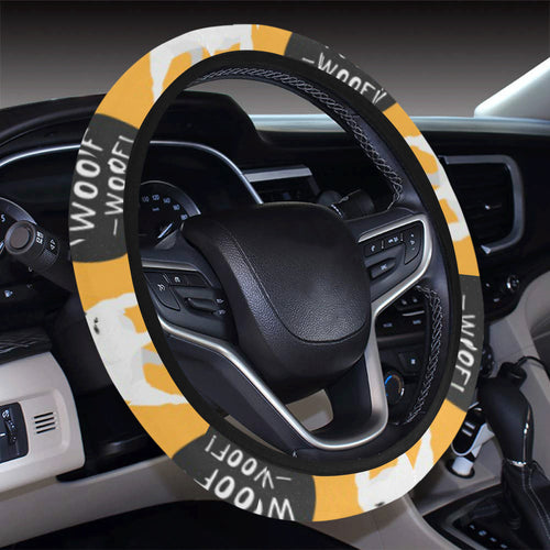 Bull Terrier Pattern Print Design 03 Car Steering Wheel Cover