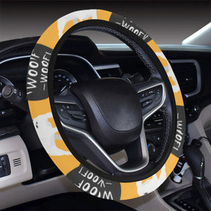 Bull Terrier Pattern Print Design 03 Car Steering Wheel Cover