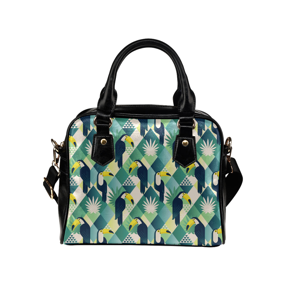 Toucan tropical leaves design pattern Shoulder Handbag