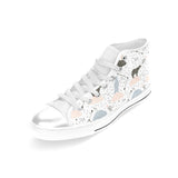 Polar bears star poka dot pattern Women's High Top Canvas Shoes White