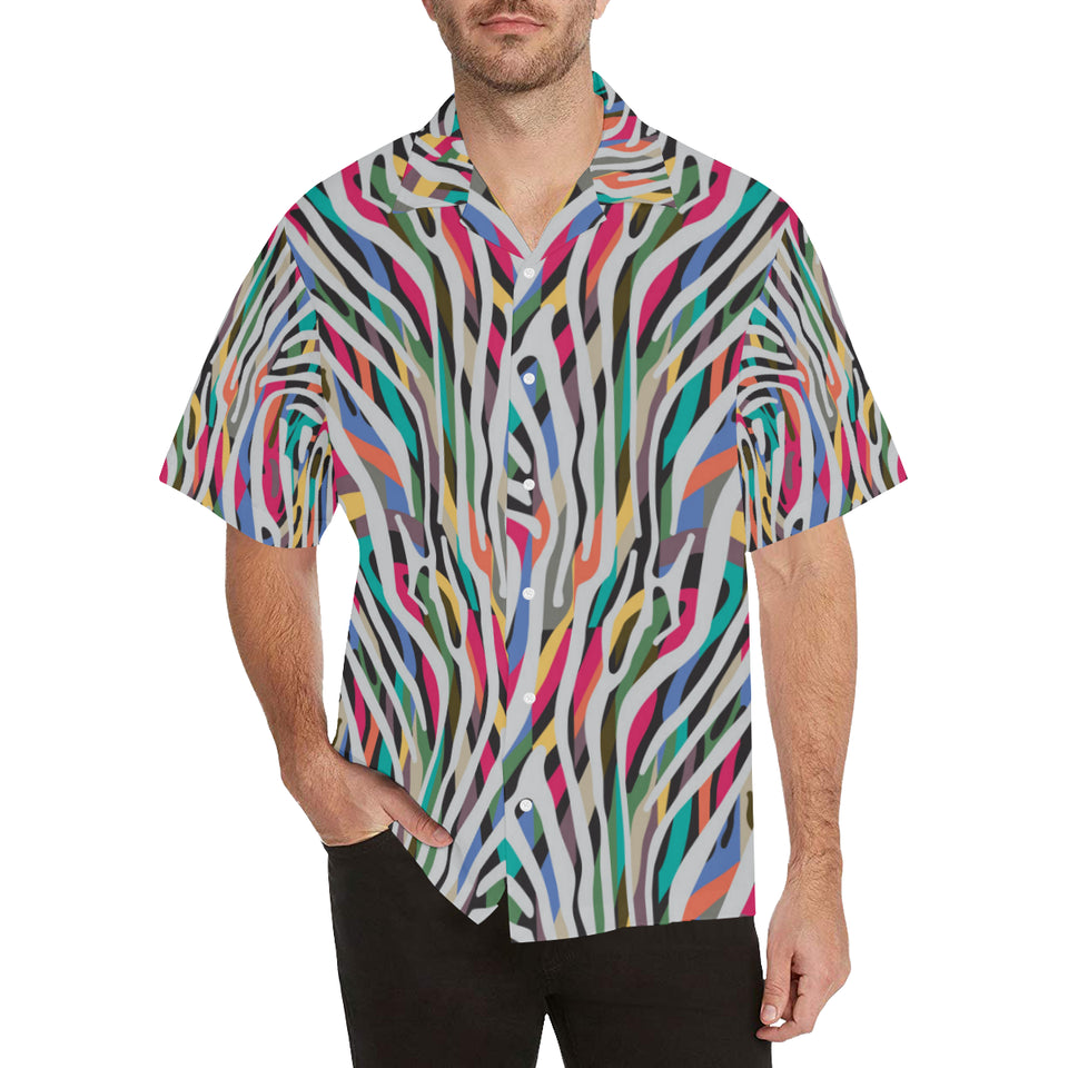 Colorful zebra skin pattern Men's All Over Print Hawaiian Shirt
