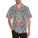 Colorful zebra skin pattern Men's All Over Print Hawaiian Shirt