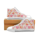 Hand drawn heart design pattern Men's High Top Canvas Shoes White