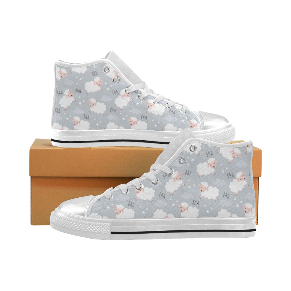 Sweet dreams sheep pattern Women's High Top Canvas Shoes White