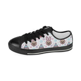 Cute pug hat rabbit costume pattern Kids' Boys' Girls' Low Top Canvas Shoes Black