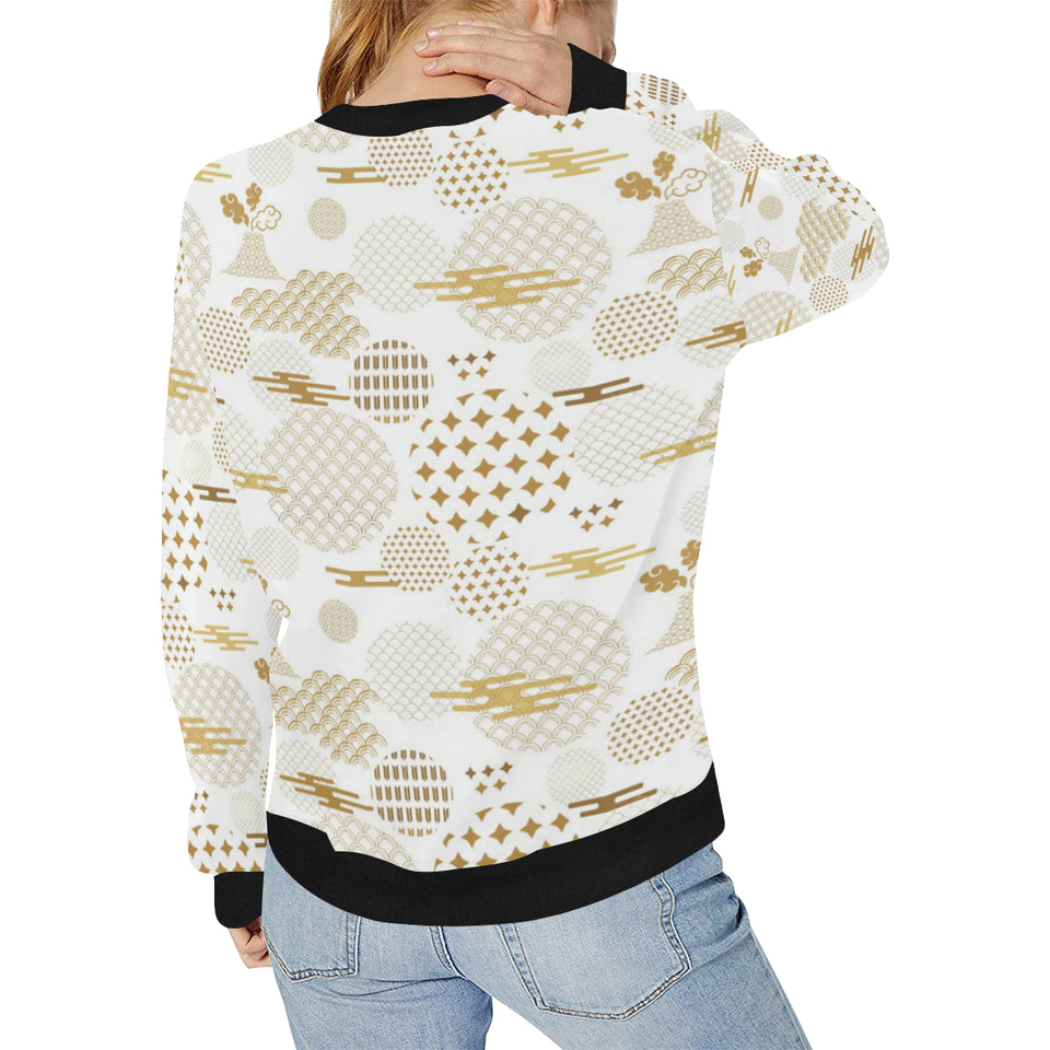 Beautiful gold japanese pattern Women's Crew Neck Sweatshirt