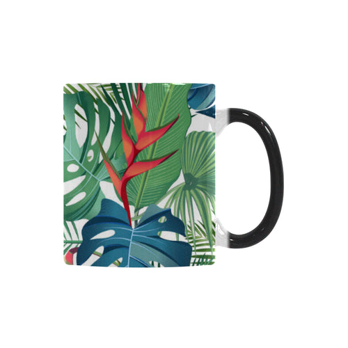 heliconia palm and monstera  leaves pattern Morphing Mug Heat Changing Mug