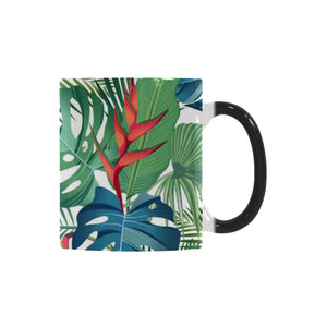 heliconia palm and monstera  leaves pattern Morphing Mug Heat Changing Mug