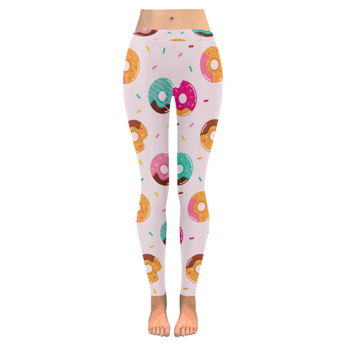 Donut pattern glaze pink background Women's Legging Fulfilled In US
