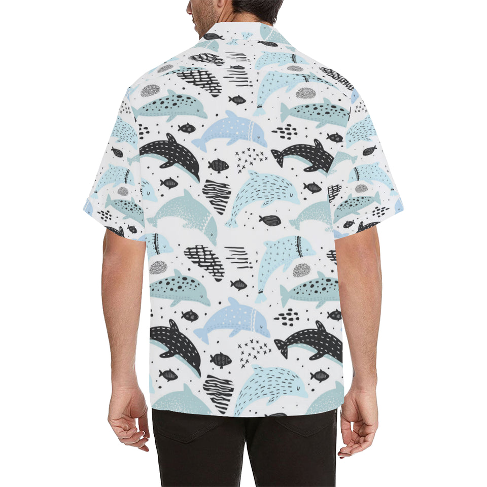 Cute dolphins Childish Style pattern Men's All Over Print Hawaiian Shirt