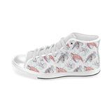 Watercolor sea turtle jellyfish pattern Men's High Top Canvas Shoes White