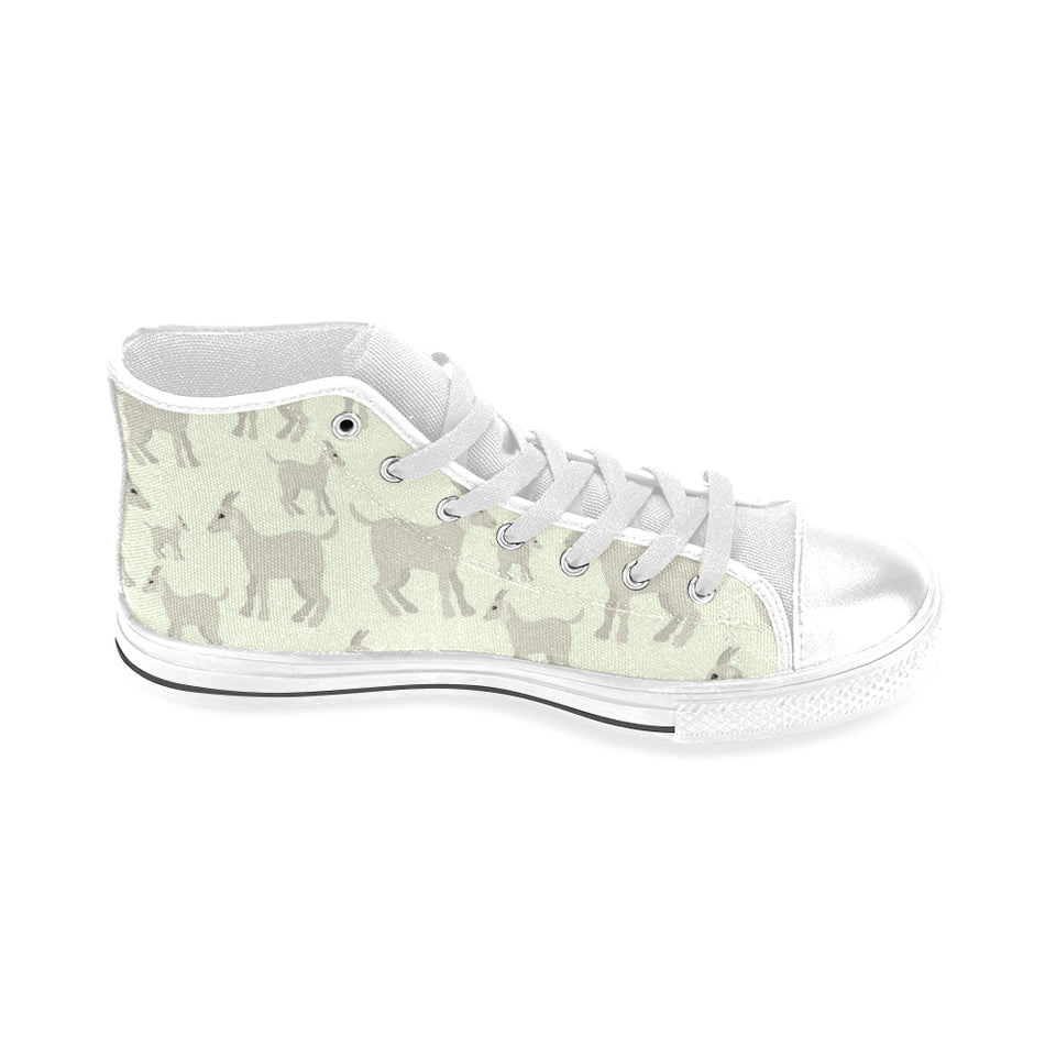 Little young goat pattern Men's High Top Canvas Shoes White