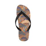 Bonsai bamboo stork japanese pattern brown theme Unisex Flip Flops