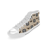 Beagle pattern Men's High Top Canvas Shoes White